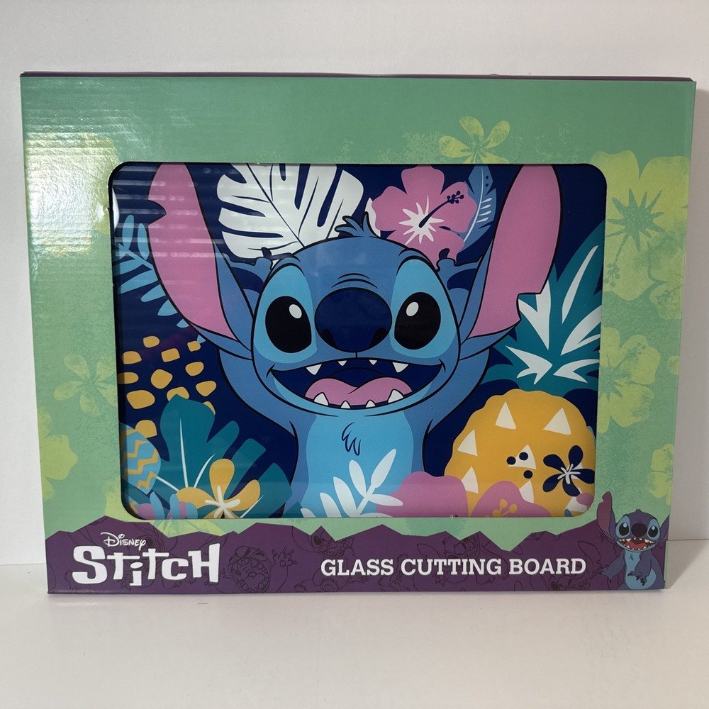 Disney Lilo & Stitch Glass Cutting Board ‎ 15"x12" NEW Gift! SERVING TRAY